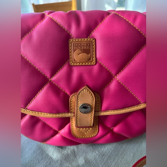 Dooney & Bourke Hot Pink Barbie Quilted Nylon Vacchetta Leather Crossbody Purse - Picture 2 of 16